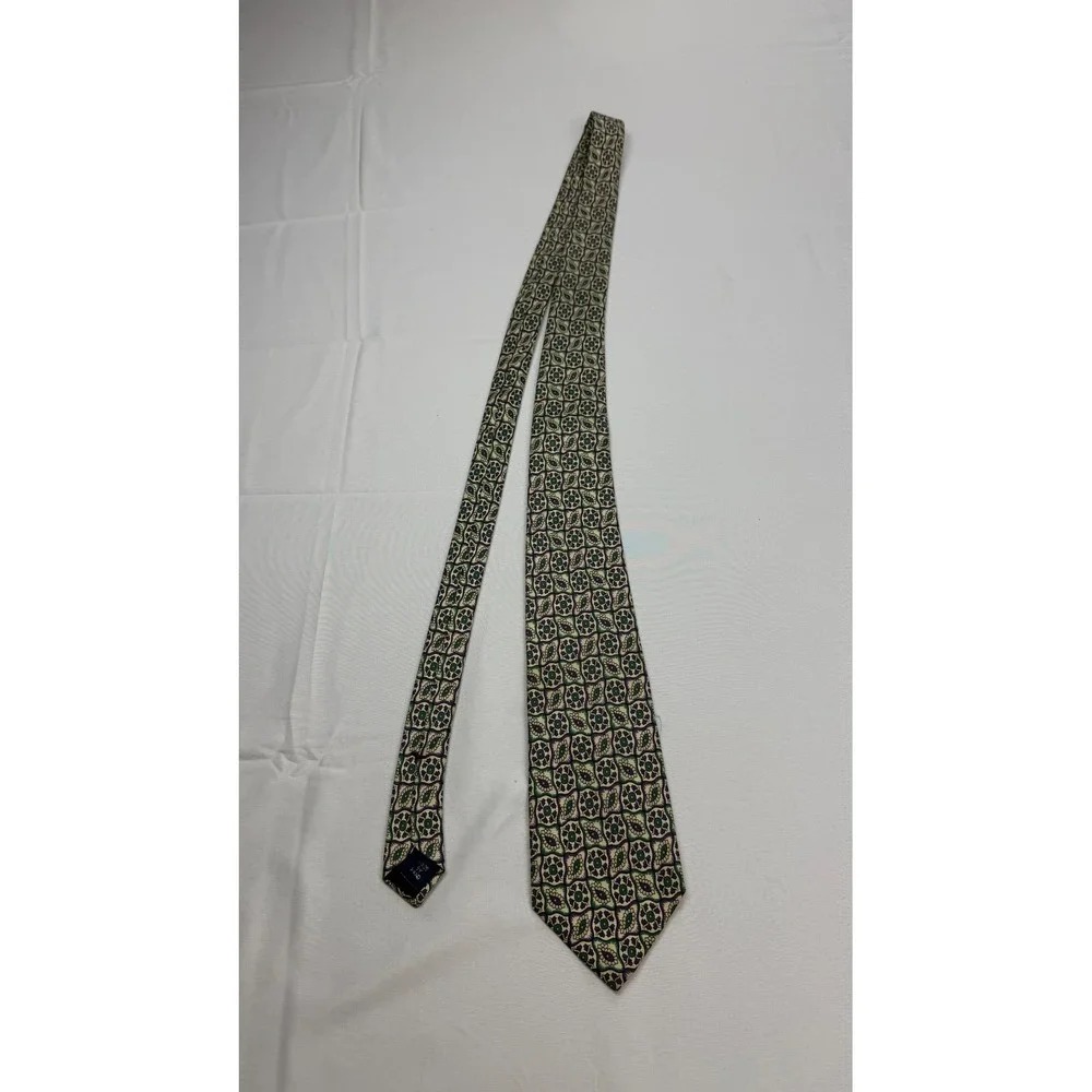 Polo‎ Ralph Lauren Necktie Mens 60x3.5 Green Purple Geometric Medallion Silk USA